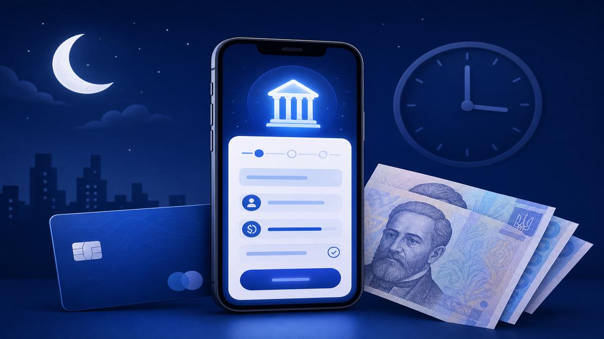 Смартфон с заявкой и банковская карта